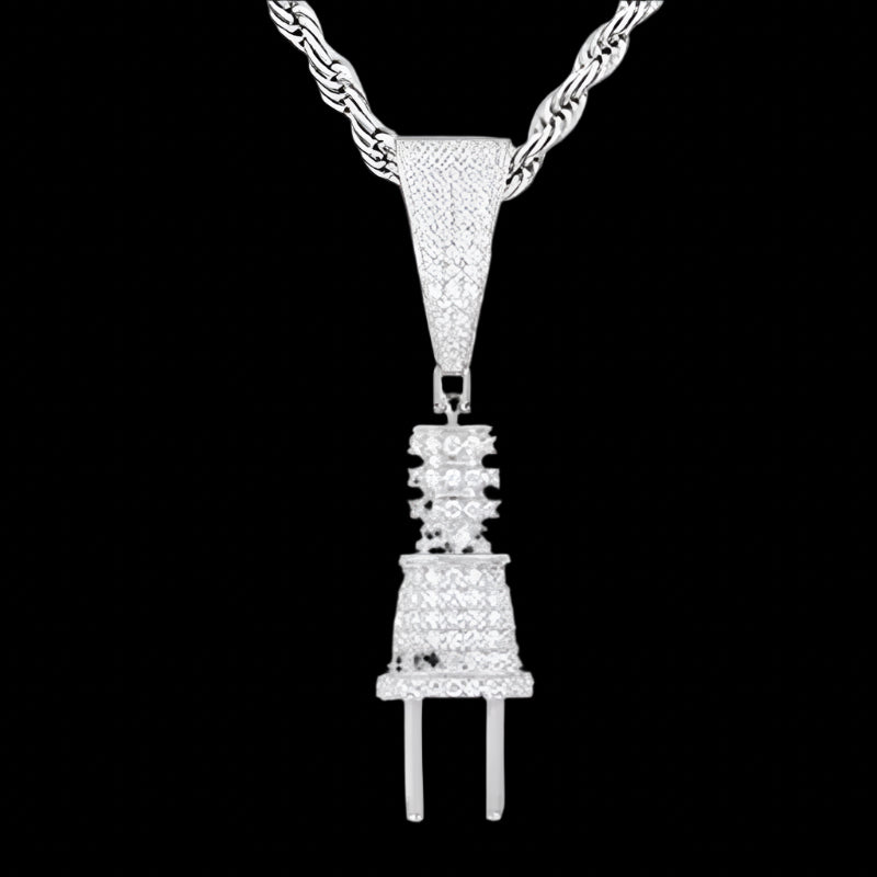 Ready to Ship Fine Jewelry Iced Out Plug Pendant Sterling Silver 925 Gold Plated GRA Certificate Moissanite Diamond Pendant
