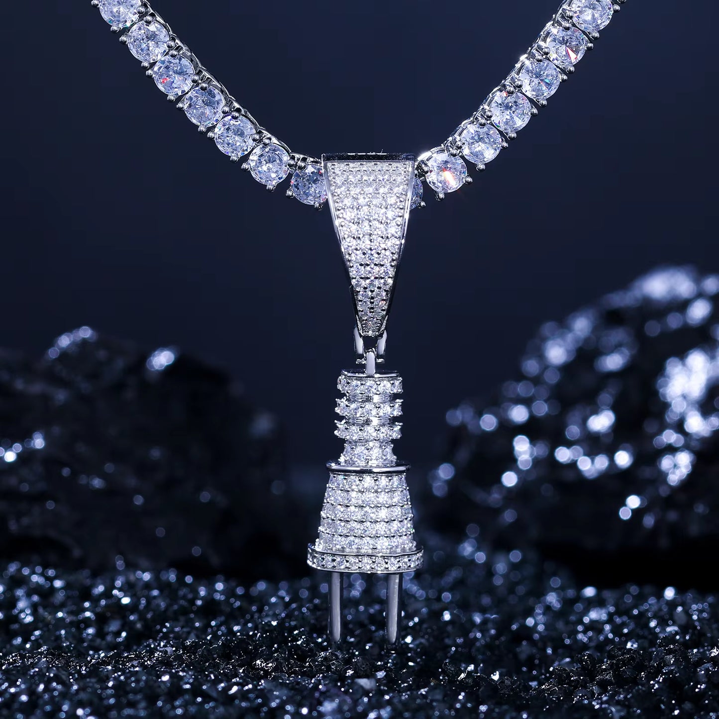 Ready to Ship Fine Jewelry Iced Out Plug Pendant Sterling Silver 925 Gold Plated GRA Certificate Moissanite Diamond Pendant