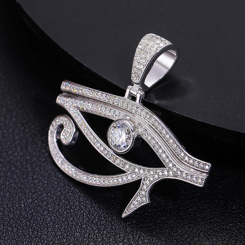 Dropshipping High Quality Nickel-Free 925 Sterling Silver VVS Moissanite Diamond Evil Eye Pendant with Chain