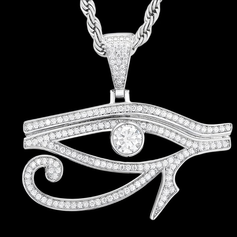 Dropshipping High Quality Nickel-Free 925 Sterling Silver VVS Moissanite Diamond Evil Eye Pendant with Chain