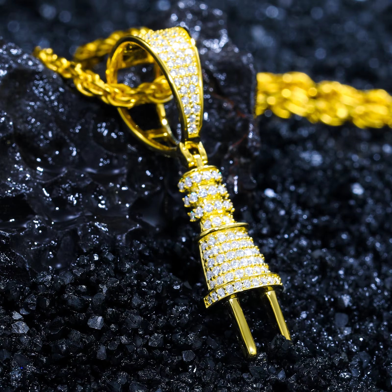 Ready to Ship Fine Jewelry Iced Out Plug Pendant Sterling Silver 925 Gold Plated GRA Certificate Moissanite Diamond Pendant